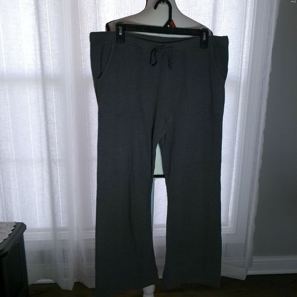BAREFOOT DREAMS CozyChic Ultra Lite Pants Drawstring Waist Flare Leg Dark Gray L